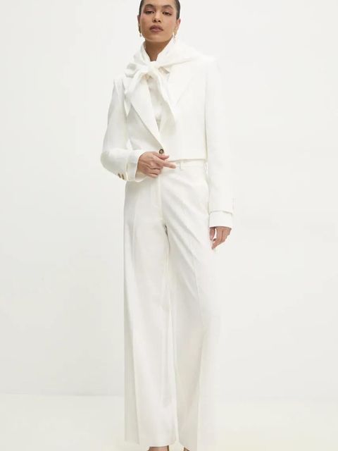 Answear.LAB spodnie garniturowe z szeroką nogawką kolor biały high waist - zdjęcie produktu nr 1