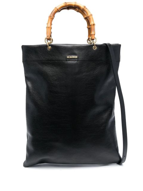 Jil Sander bamboo-handle leather tote bag - Black - zdjęcie produktu nr 1