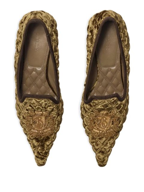 Burberry 55mm quilted-velvet crest pumps - Brown - zdjęcie produktu nr 2