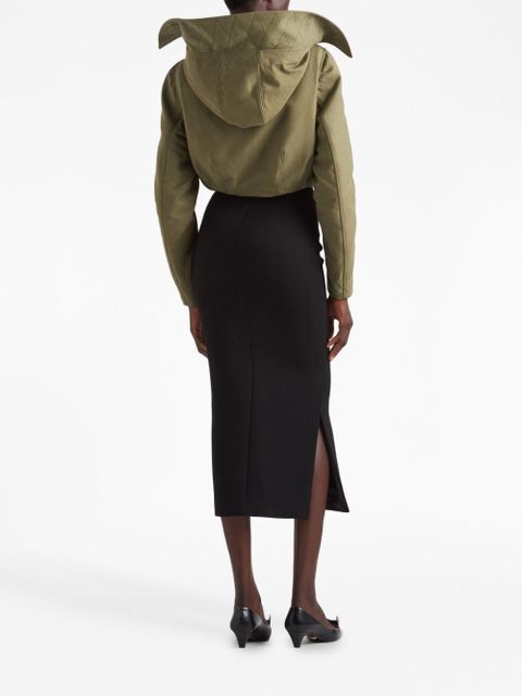 Prada button-up cropped hooded jacket - Green