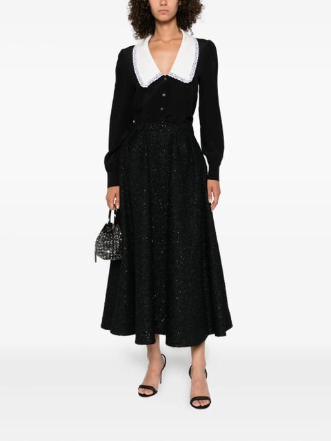 Alessandra Rich sequin-embellished pleated skirt - Black