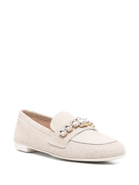 Casadei crystal-embellished loafers - Neutrals