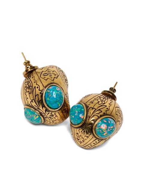ETRO floral-etched opal earrings - Gold