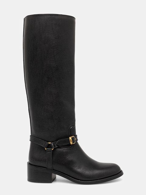 Polo Ralph Lauren kozaki skórzane Riding Boot kolor czarny na płaskim obcasie 818963422002 - zdjęcie produktu nr 2
