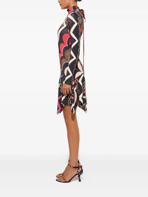 PUCCI istrice-print satin dress - Black