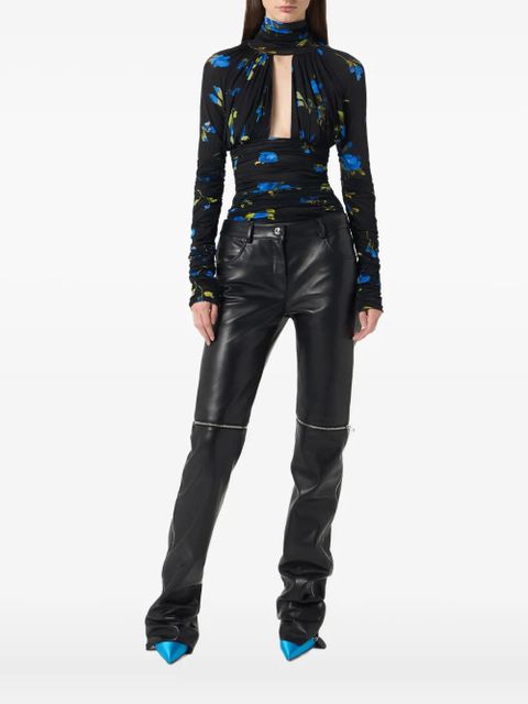 Blumarine floral-print ruched bodysuit - Blue - zdjęcie produktu nr 1