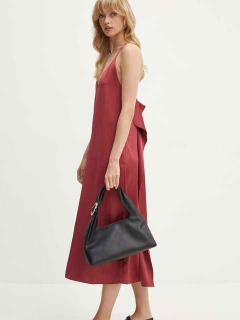 Stine Goya sukienka kolor bordowy midi rozkloszowana SG5862