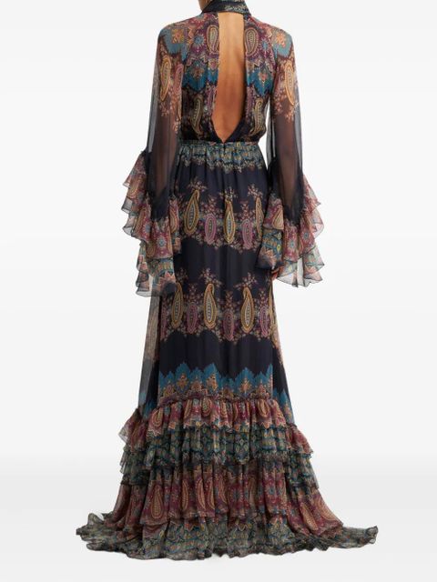 ETRO paisley-print ruffled maxi dress - Blue - zdjęcie produktu nr 2