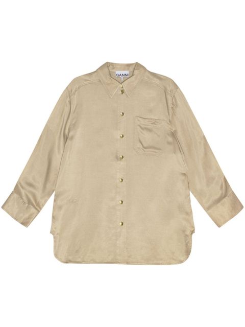 GANNI long-sleeve satin shirt - Neutrals - zdjęcie produktu nr 1