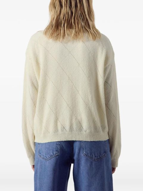 American Vintage diamond-knit V-neck sweater - Neutrals
