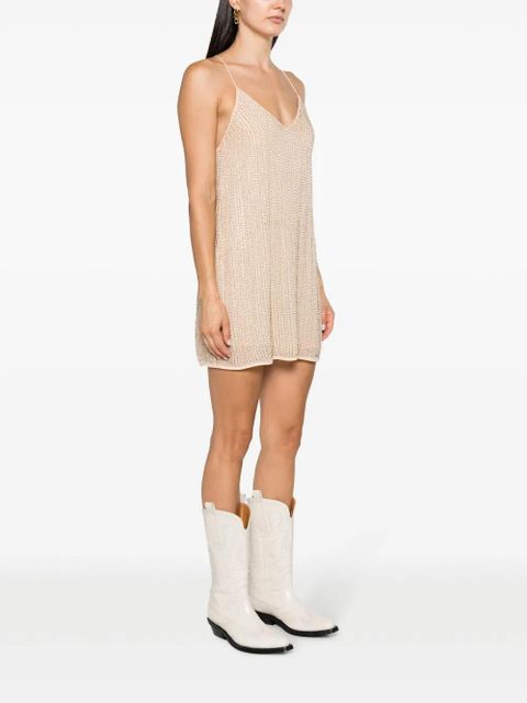 Zadig&Voltaire rhinestone V-neck minidress - Neutrals