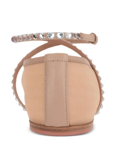 Amina Muaddi Ane crystal-embellished ballerina shoes - Neutrals