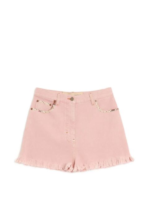 Valentino Garavani floral frayed denim shorts - Pink - zdjęcie produktu nr 1