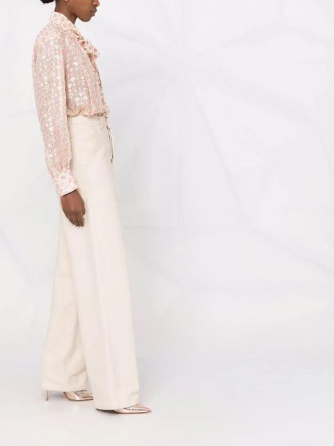 Golden Goose pussy-bow collar jacquard blouse - Neutrals