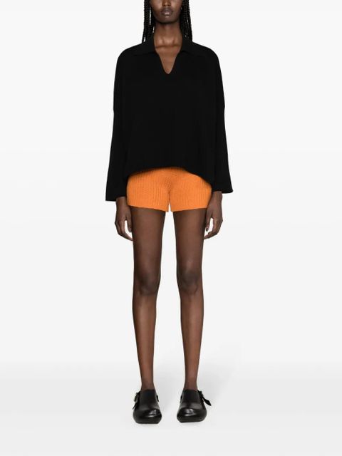 Alanui Finest ribbed polo top - Black