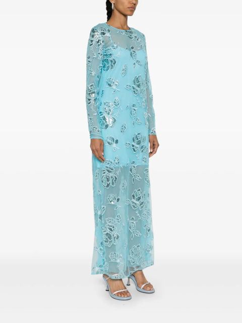 ROTATE BIRGER CHRISTENSEN floral-embroidery maxi dress - Blue