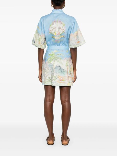 ALEMAIS linen printed dress - Blue - zdjęcie produktu nr 2