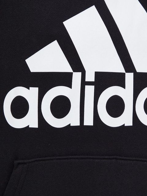 adidas bluza bawełniana damska kolor czarny z kapturem z nadrukiem