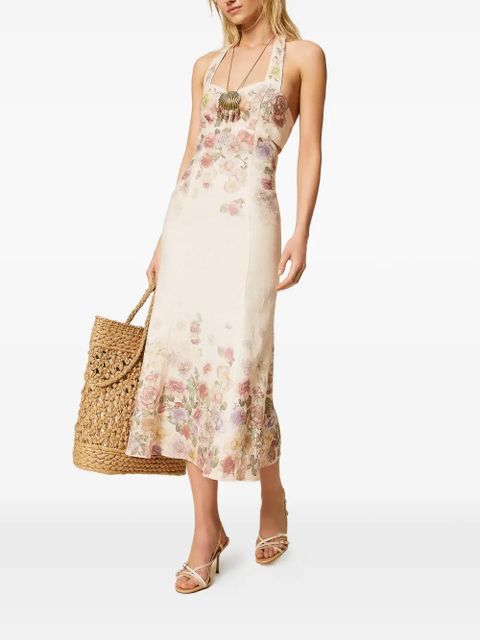TWINSET cut-out floral-print dress - Neutrals - zdjęcie produktu nr 2