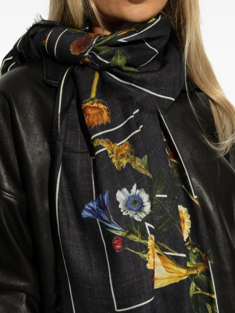 Off-White floral-print scarf - Black