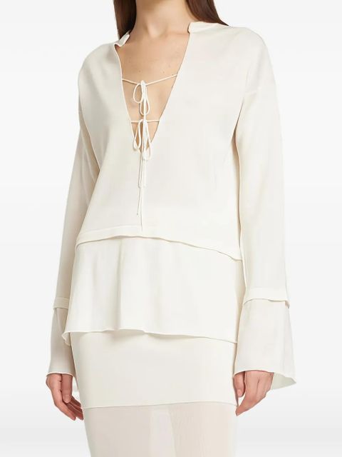 TOM FORD V-neck long-sleeves blouse - Neutrals - zdjęcie produktu nr 2