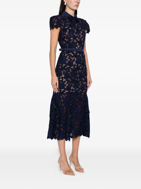 Self-Portrait guipure-lace midi dress - Blue