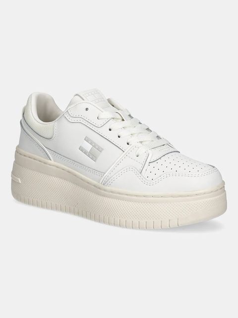 Tommy Jeans sneakersy skórzane TJW RETRO BASKET FLATFORM damskie kolor biały EN0EN02840