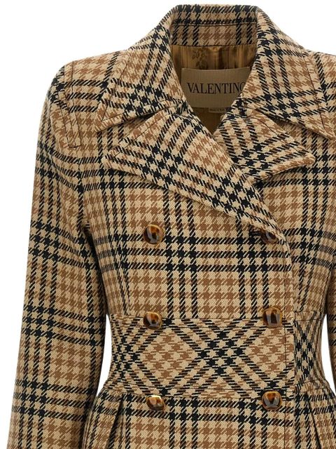Valentino Garavani houndstooth wool coat - Brown