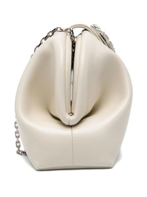 Amina Muaddi Camelia embellished clutch bag - Neutrals