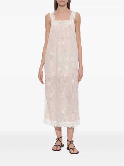 Posse Marlowe polka-dot lace-trim midi dress - Neutrals