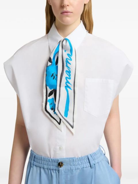 Marni floral striped silk bandeau - White