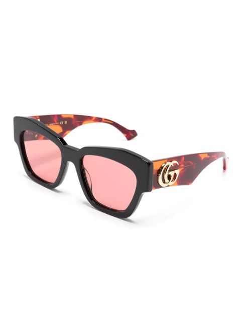 Gucci Eyewear logo-plaque oversize-frame sunglasses - Black - zdjęcie produktu nr 2