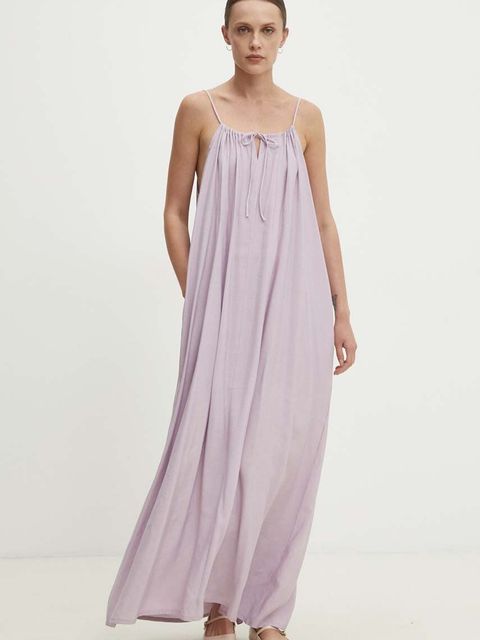 Answear.LAB sukienka kolor fioletowy maxi oversize