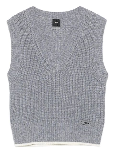PINKO V-neck ribbed vest - Grey - zdjęcie produktu nr 1