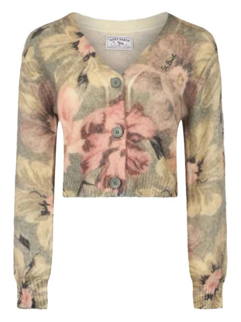 MC2 Saint Barth Lyza floral-pattern button cardigan - Green - zdjęcie produktu nr 1