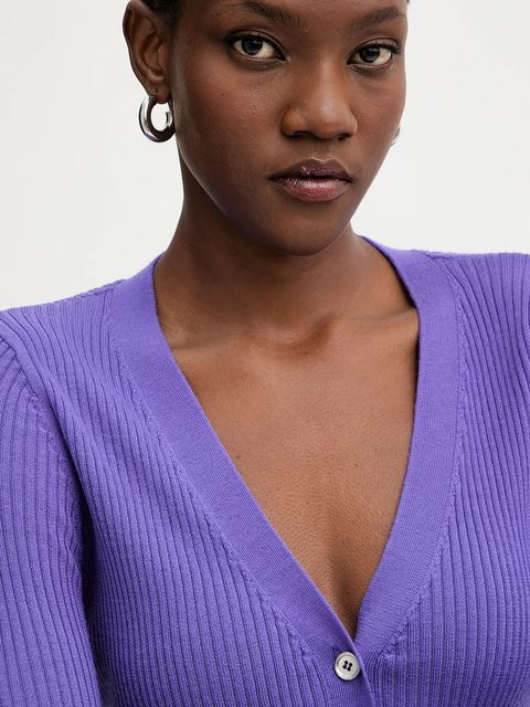 Pinko kardigan z dodatkiem wełny damski kolor fioletowy lekki 105506 A18M