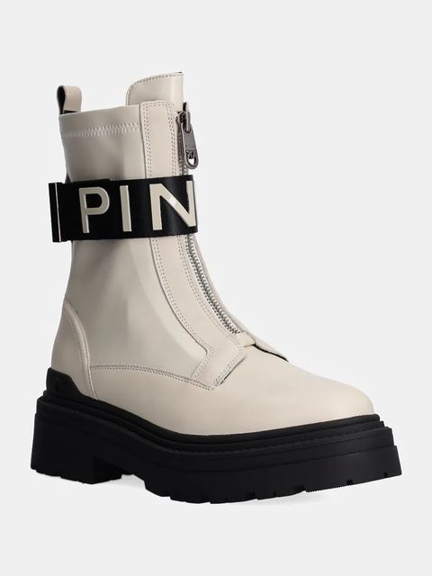 Pinko botki Mia damskie kolor beżowy na płaskim obcasie SD0219 P061 DY7 - zdjęcie produktu nr 1