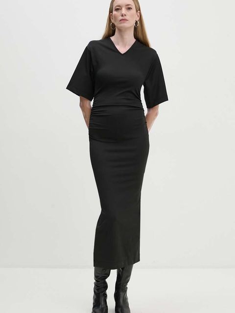 Day Birger et Mikkelsen sukienka Margaret - Modern Interlock kolor czarny maxi dopasowana DAY65243428 - zdjęcie produktu nr 1