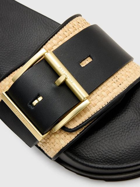 AllSaints klapki Ellie Raffia Slider damskie kolor czarny W003FD