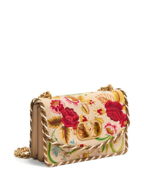 Valentino Garavani Vain embroidered shoulder bag - Neutrals