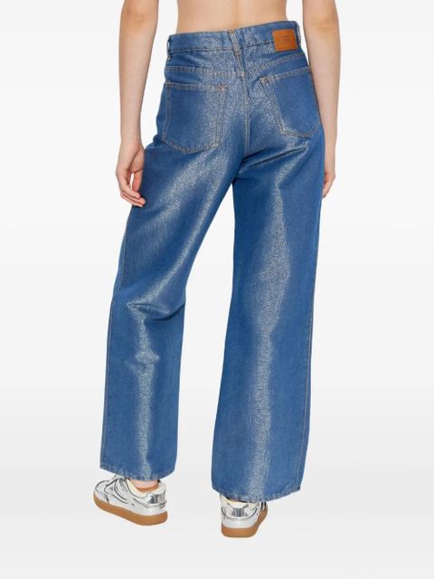 GANNI metallic-effect jeans - Blue