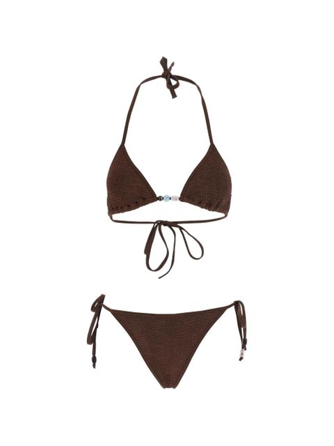 Hunza G Gina bead-embellished crinkled-effect bikini - Brown - zdjęcie produktu nr 1