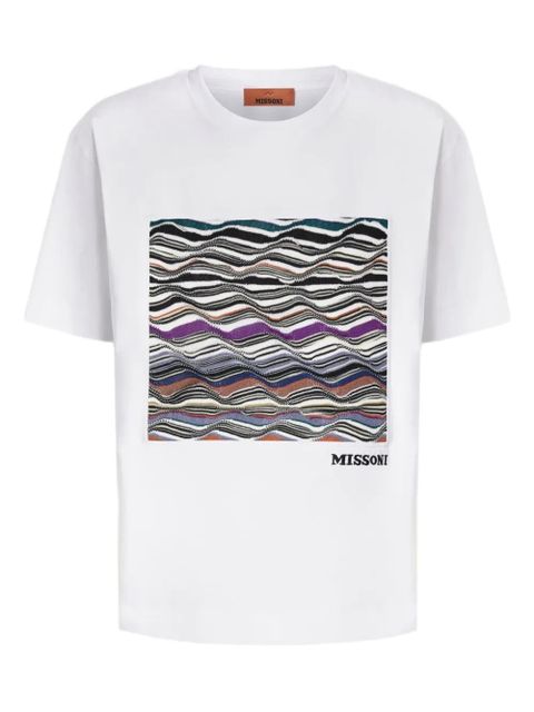 Missoni wave-pattern box-applique T-shirt - White - zdjęcie produktu nr 1