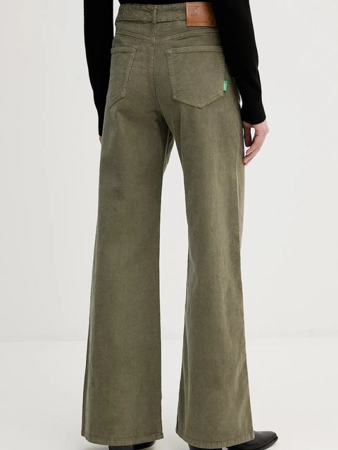 United Colors of Benetton spodnie damskie kolor szary szerokie high waist 41ULDE029