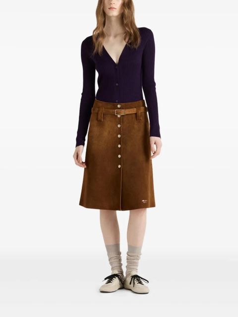 Prada button-front suede skirt - Brown