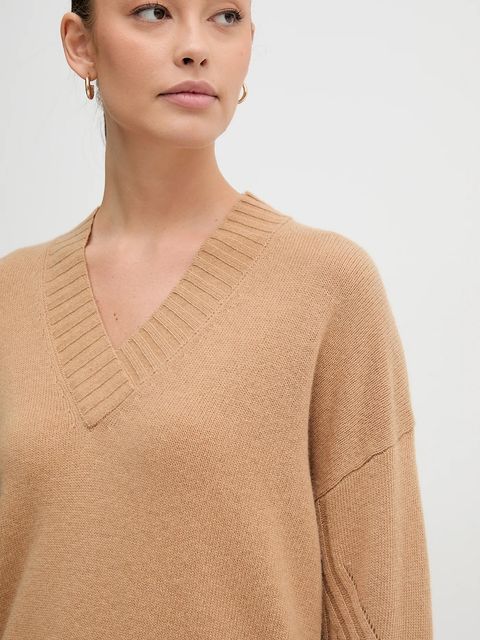 United Colors of Benetton sweter z dodatkiem wełny damski kolor beżowy 1244D403A