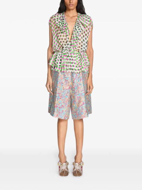 DRIES VAN NOTEN polka-dot ruffled top - Neutrals - zdjęcie produktu nr 2