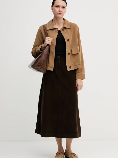 United Colors of Benetton koszula sztruksowa kolor brązowy regular z kołnierzykiem klasycznym 294BDN091 - zdjęcie produktu nr 2