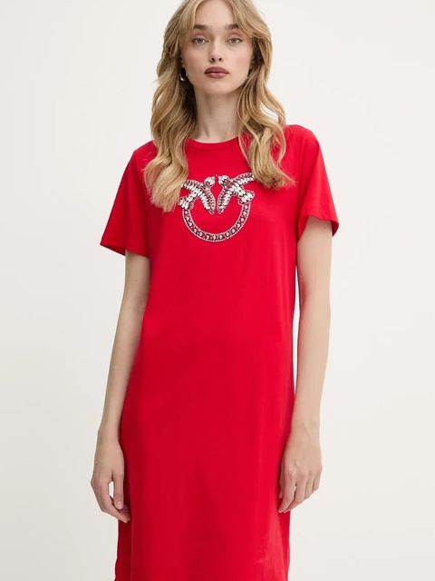 Pinko sukienka bawełniana Answear Exclusive kolor czerwony mini prosta - zdjęcie produktu nr 1