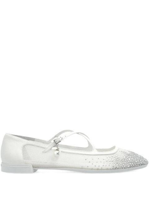 Jimmy Choo crystal-embellished flat pumps - White - zdjęcie produktu nr 1